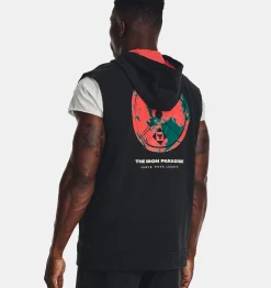 Best Sale Under Armour Felpa Con Cappuccio Senza Maniche Project Rock Heavyweight Terry Full-Zip Da Uomo Black / After Burn - 001