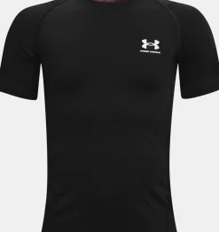 Cheap Under Armour Maglia A Manica Corta Heatgear® Armour Da Ragazzo Black / White - 001