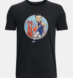 Shop Under Armour Maglia A Maniche Corte Curry Animated Da Ragazzo Black / White - 001