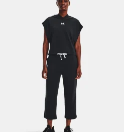 Sale Under Armour Pantaloni Ua Rival Terry Flare Crop Da Donna Black / White - 001