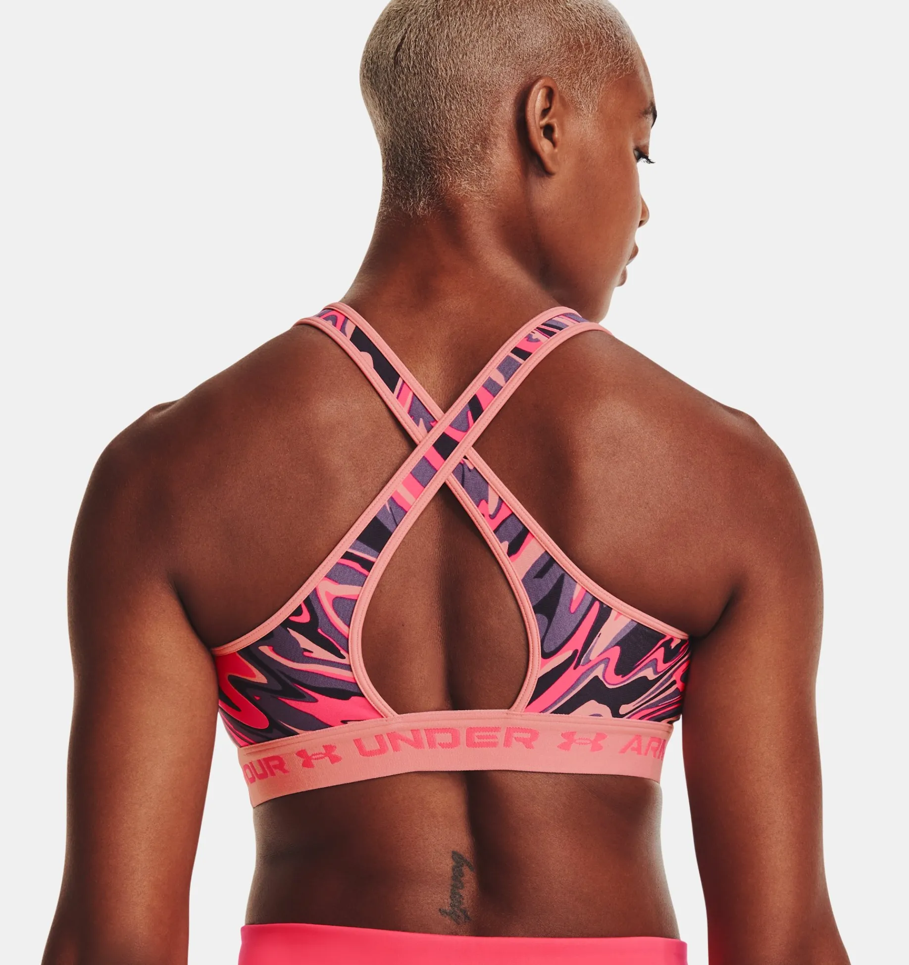 Clearance Under Armour Reggiseno Sportivo Ua Crossback Mid Print Da Donna Posh Pink / Pink Shock - 603