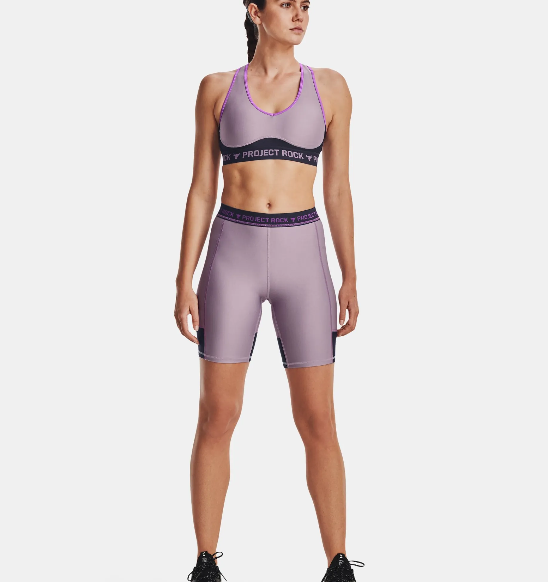 Best Sale Under Armour Shorts Project Rock Bike Da Donna Purple Haze / Tempered Steel - 554