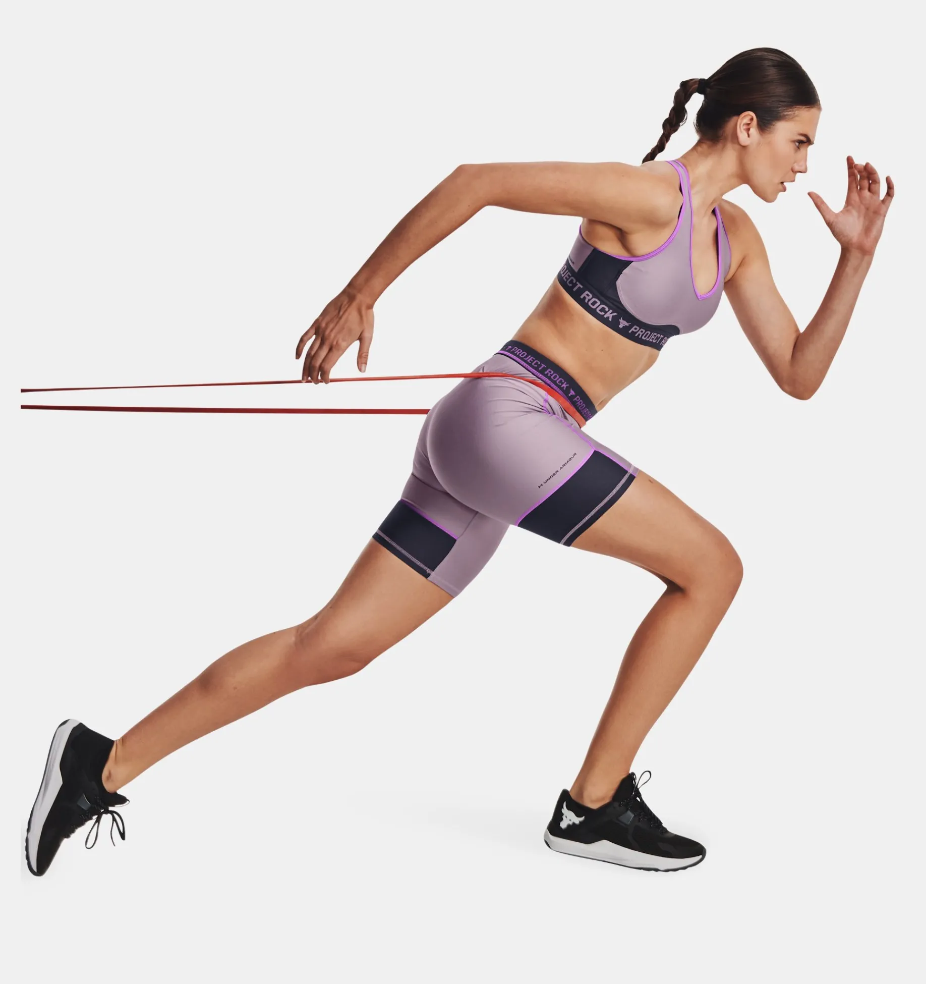 Best Sale Under Armour Shorts Project Rock Bike Da Donna Purple Haze / Tempered Steel - 554